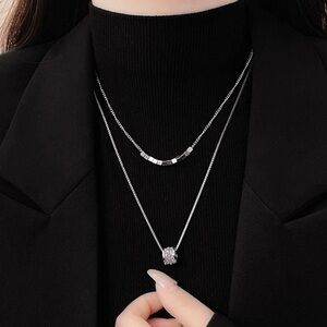 Layered Silver Tone Necklace Set
